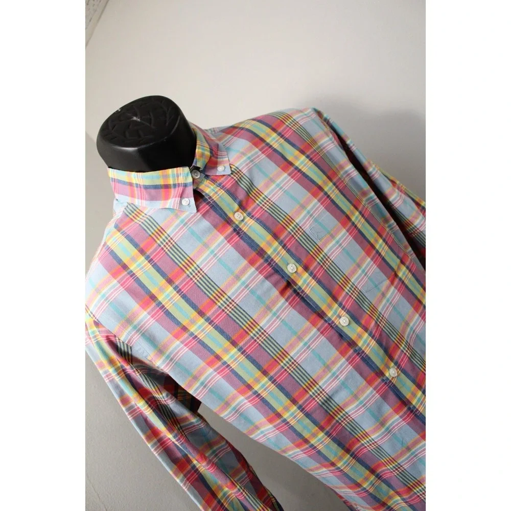 J.CREW Madras‎ Plaid Button Up Dress Shirt Long Sleeve Casual Mens Size Medium